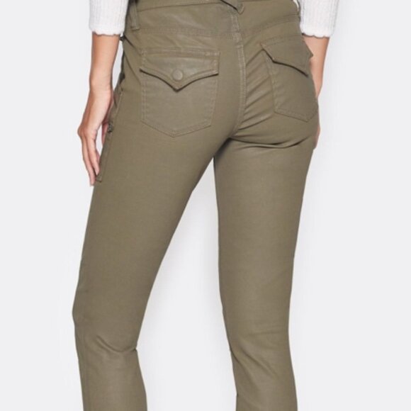 Joie Park Skinny Waxed Green Cargo Pants Size 23 - Picture 9 of 16